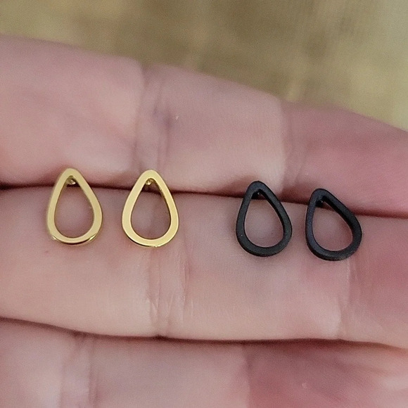 Hollow Raindrop Stud Earrings, choice of color - Picture 1 of 4